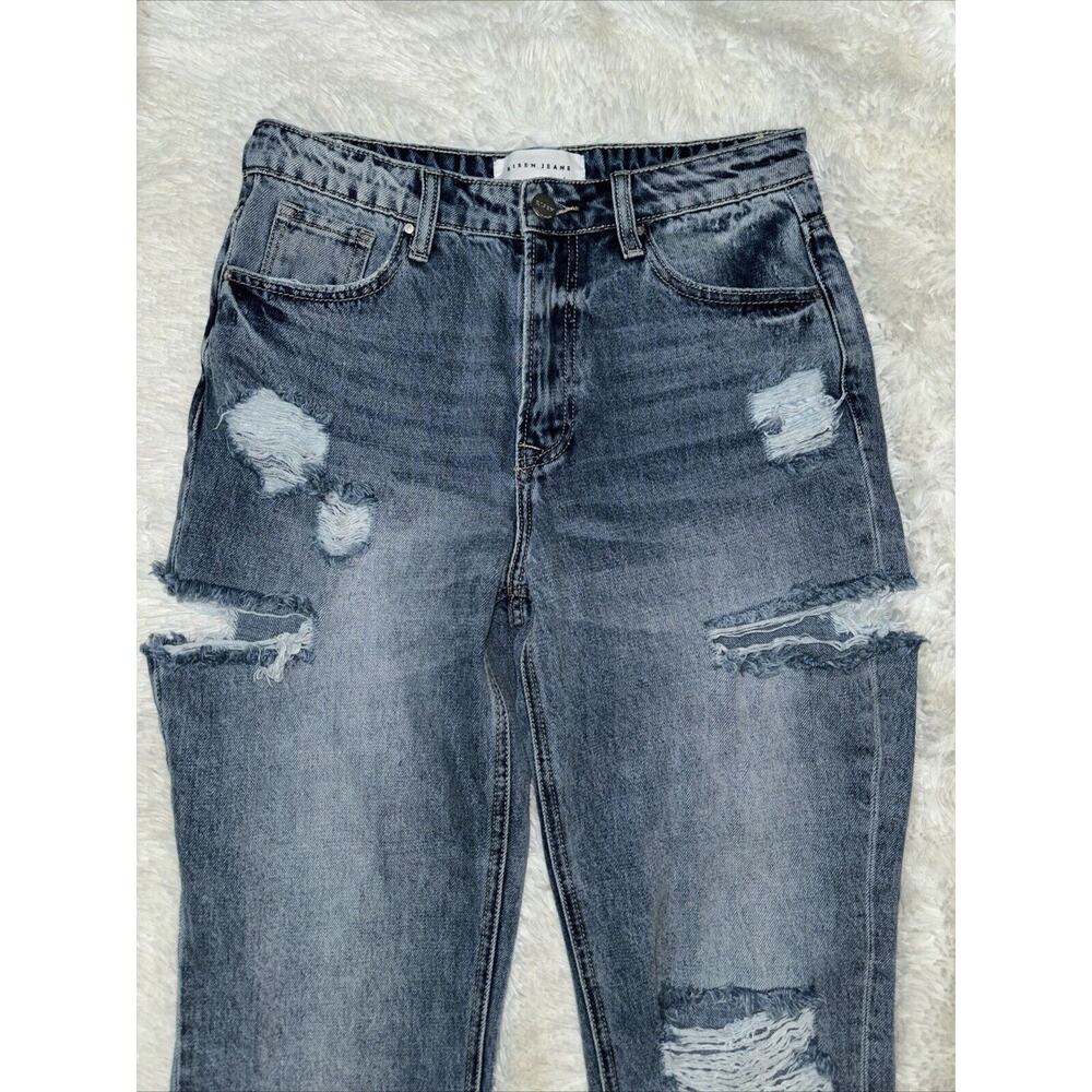 NWT Risen Cotton Blend Distressed High Rise Barrel Leg Jeans Size 5/27 - Picture 2 of 9